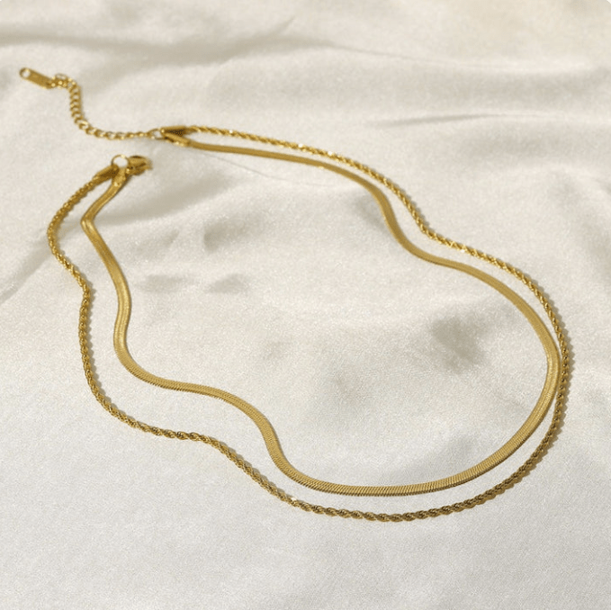 Aurora Double Chain Necklace - Kallesia