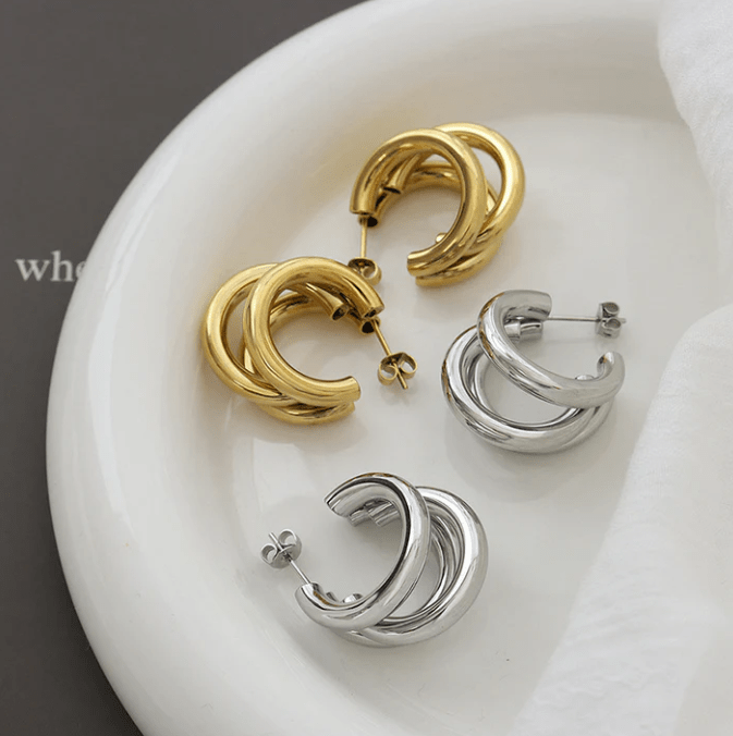 Sylvia Triple Loop Earrings - Kallesia